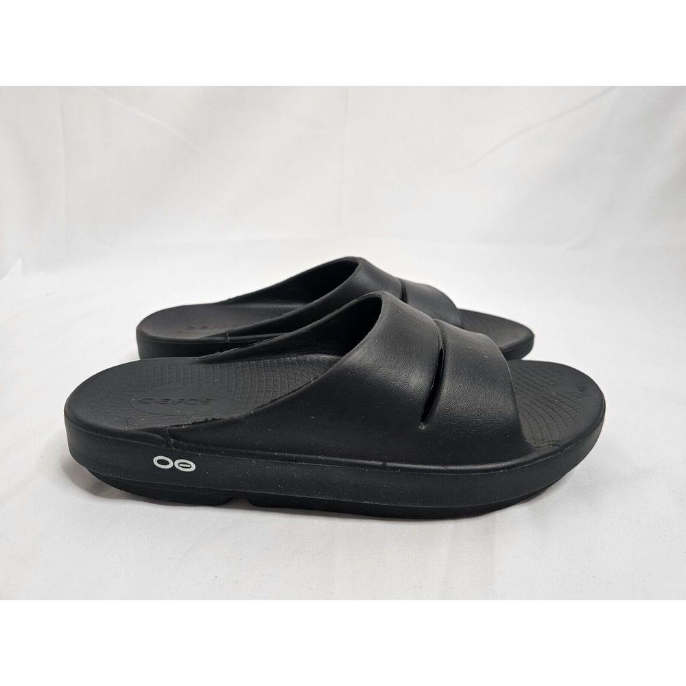 Oofos OOahh Womens Recovery Sandals Size 9 Black Slides Comfort Flip Flops